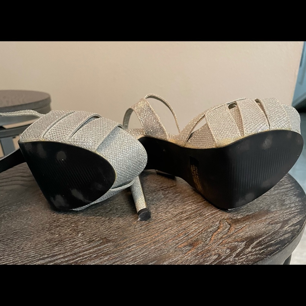 Silver Sparkle Platform Heels - image 4